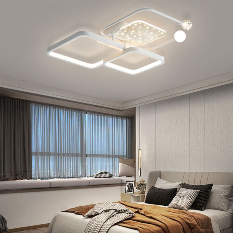 Metal Modern Flush Mount Geometric Shape Ceiling Lamp with Acrylic Shade for Bedroom