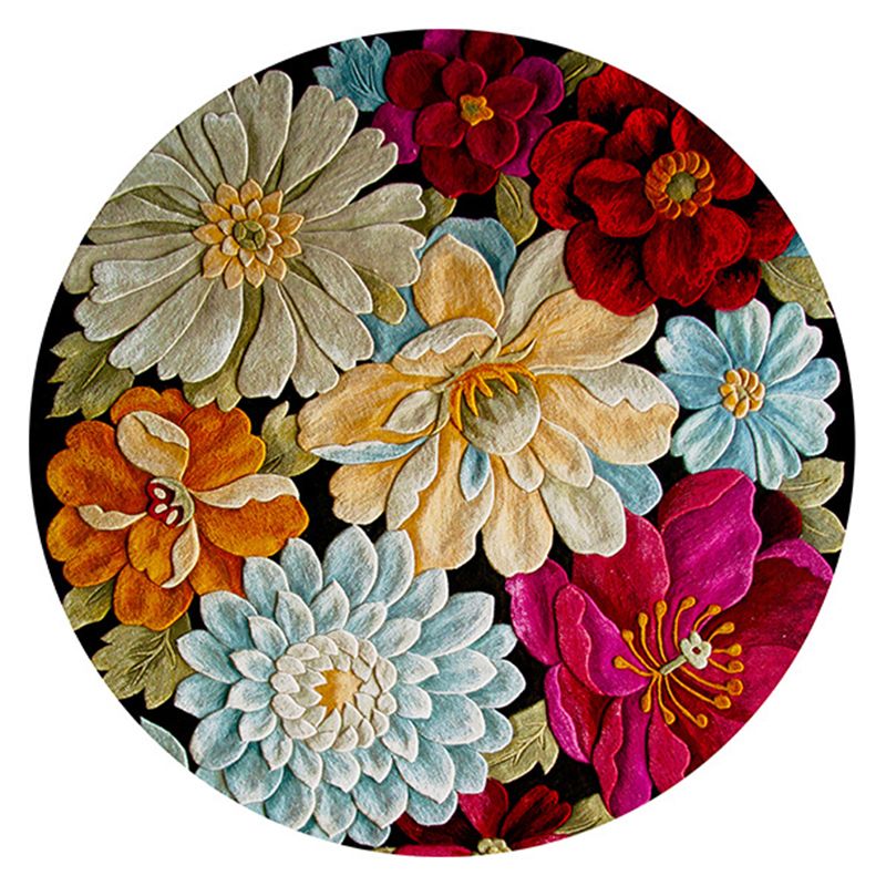 Minimalist Plants Area Carpet Blue Polyester Indoor Rug Anti-Split Rug for Home Decoration