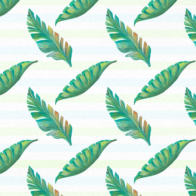 Botanical Leaves Mural Wallpaper Tropical Style Non-Woven Material Wall Covering