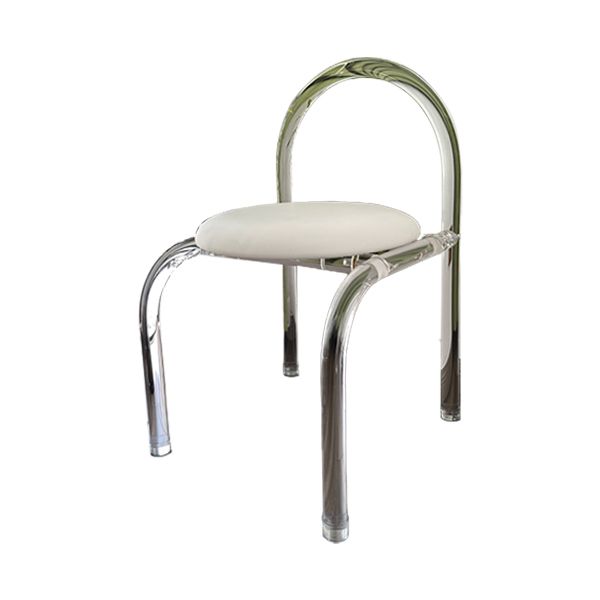 Modern Style Dining Chair Leather Open Back Side Chair with Acrylic Base