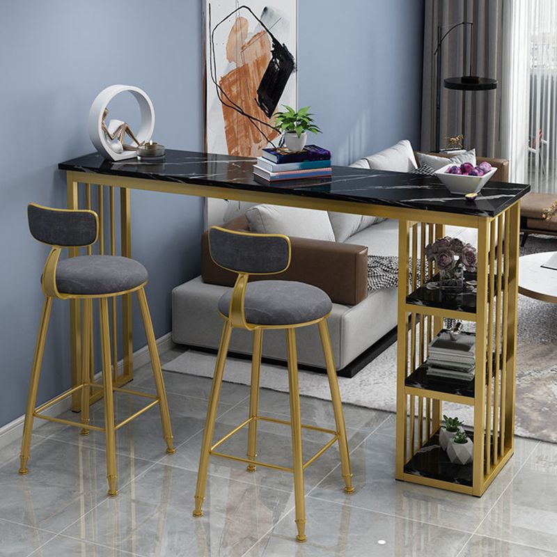 Modern Style Bistro Bar Table Rectangle Wine Rack Bar Table for Living Room