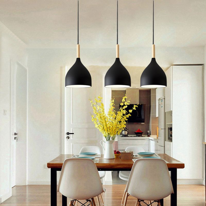 Macaron Water Drop Shaped Pendant Metallic 1-Light Dinner Suspended Lighting Fixture