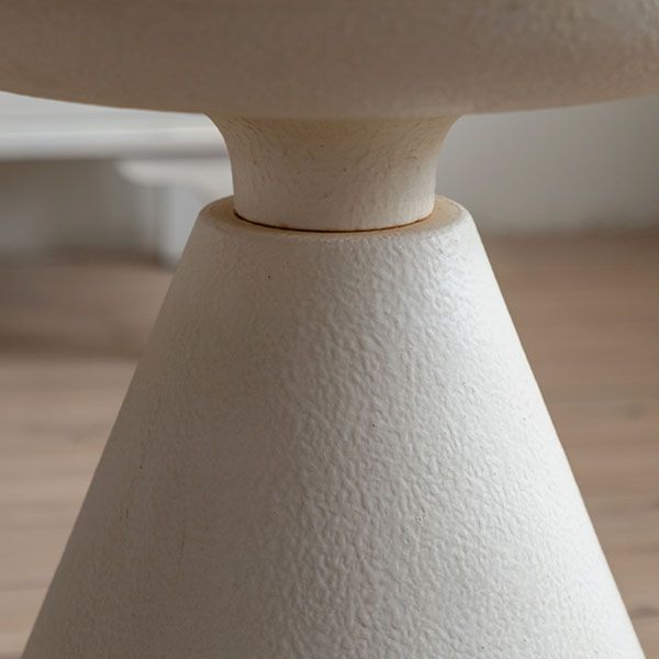 Wood Round Top Side Table 18.9" Tall Iron Pedestal End Table