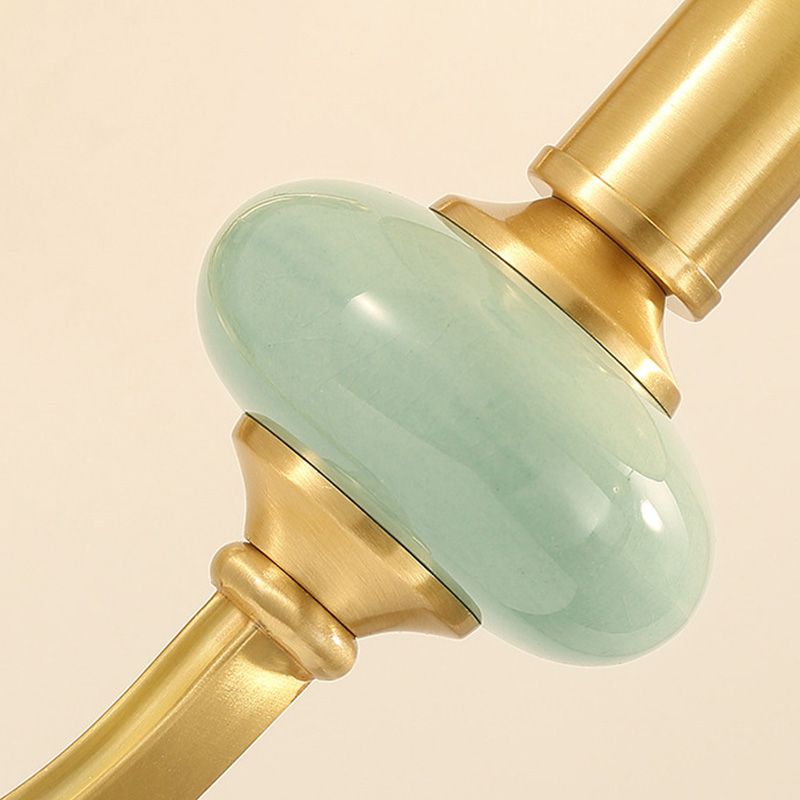 Arc Arm Wall Lighting Simplicity Metal Single Corridor Sconce Light with Cone Fabric Shade in Gold