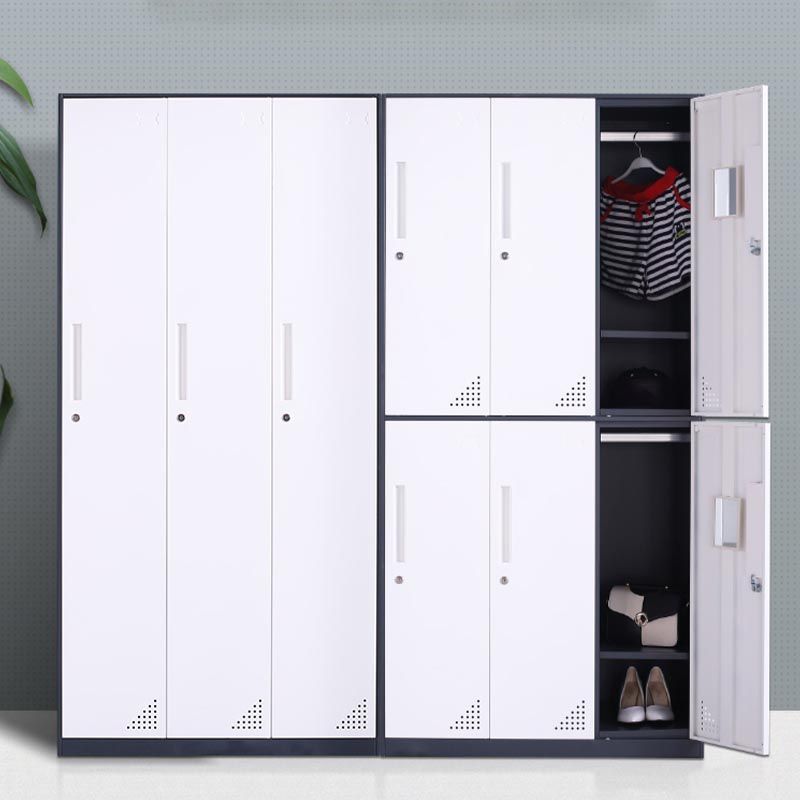 Modern Hinged Door Wardrobe with Garment Rod Metal Cabinet for Home