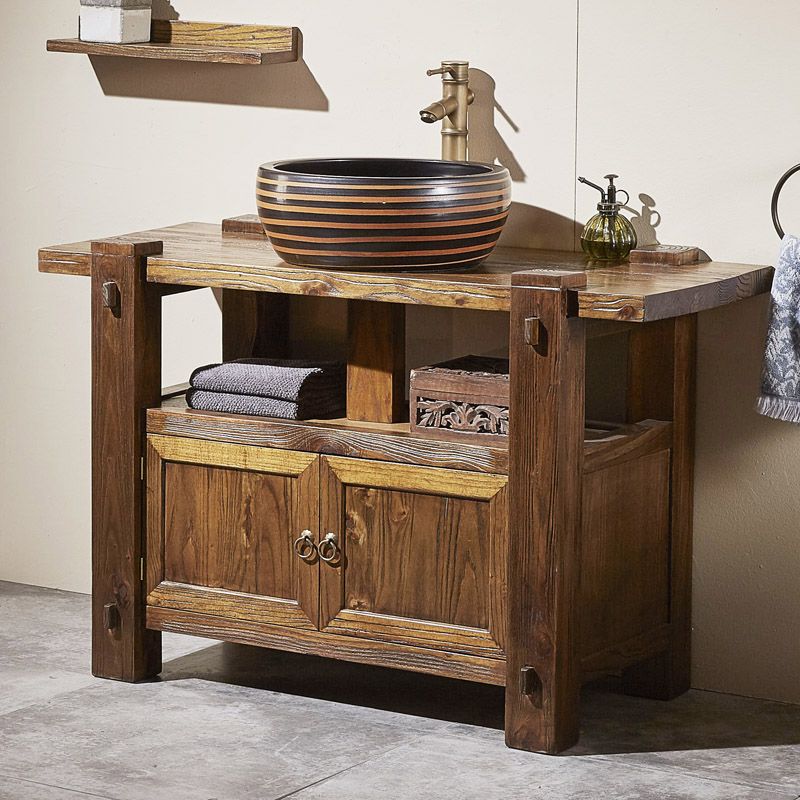 Modern Wood Bathroom Vanity Freestanding Bathroom Sink Vanity with Mirror