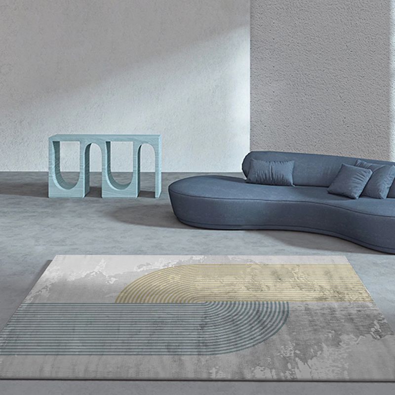 Light Grey Simple Rug Blending Line Indoor Rug Stain Resistant Rug for Home Decor
