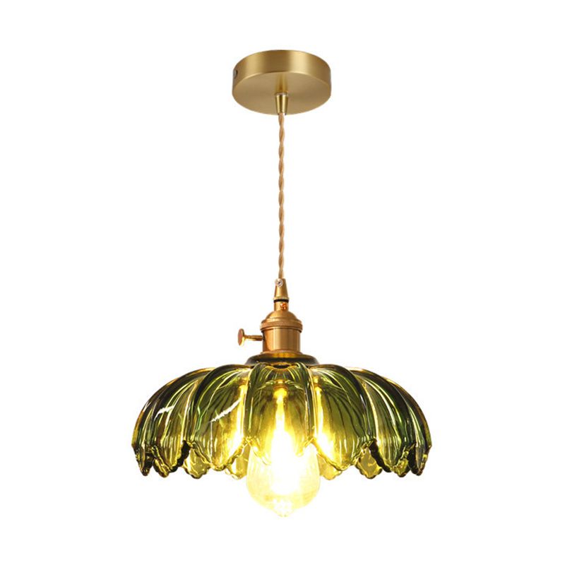 Hanging Pendant Light Vintage Style Glass Petal Hanging Light Fixture for Bedroom