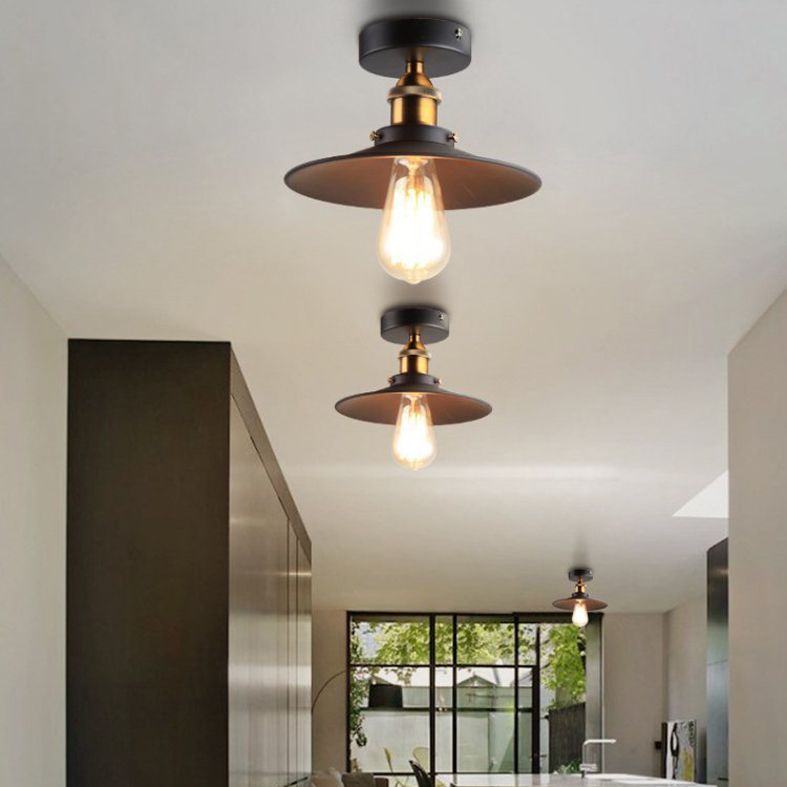 Retro Industrial Style Wrought Iron Ceiling Fixture American Country Creative Corridor Aisle Porch Balcony Lighting
