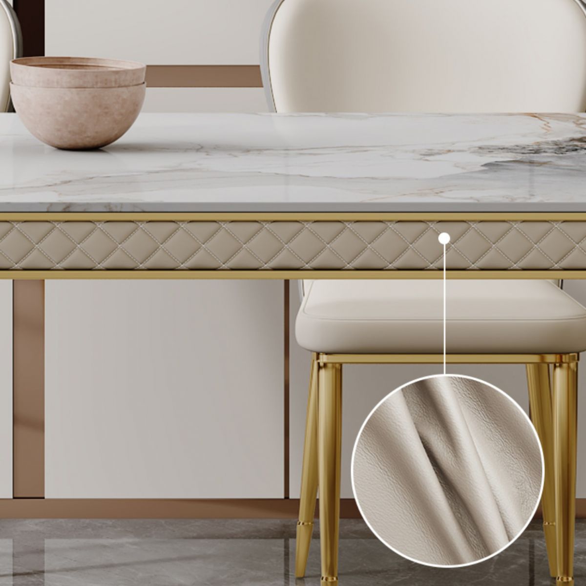 Glam Dining Table Set 1/5 Pcs Rectangle Dining Table with Upholstered Side Chairs