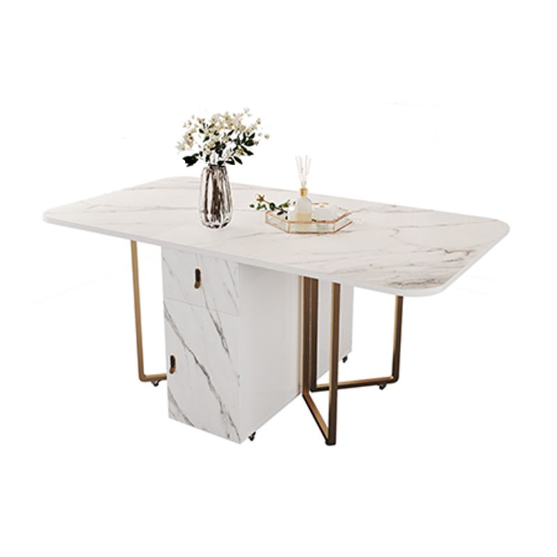 Foldable Sintered Stone Top Table Rectangle Extendable Table