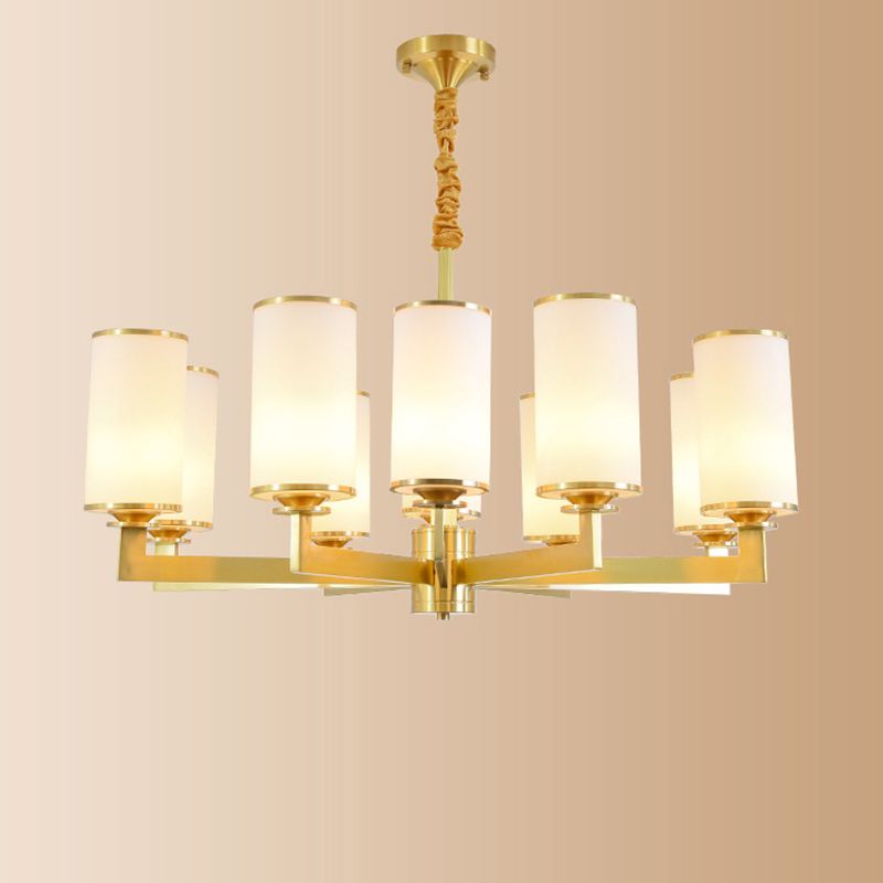 Cylindrical Milk Glass Chandelier Pendant Light Industrial Living Room Chandelier Lighting