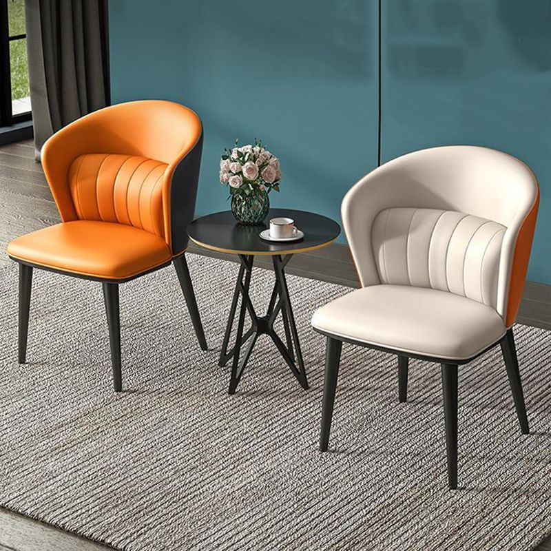 Modern Faux Leather Dining Chairs Wingback Armless Dining Side Chair