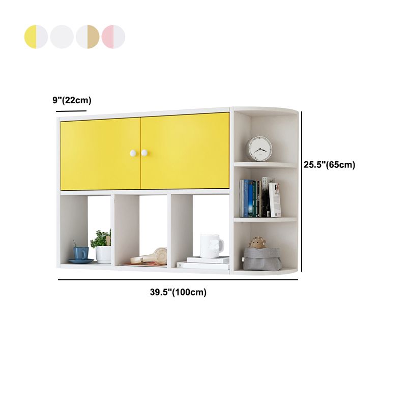 Modern Wall Mounted Bookcase Horizontal Engineered Wood Closed Back Bookshelf