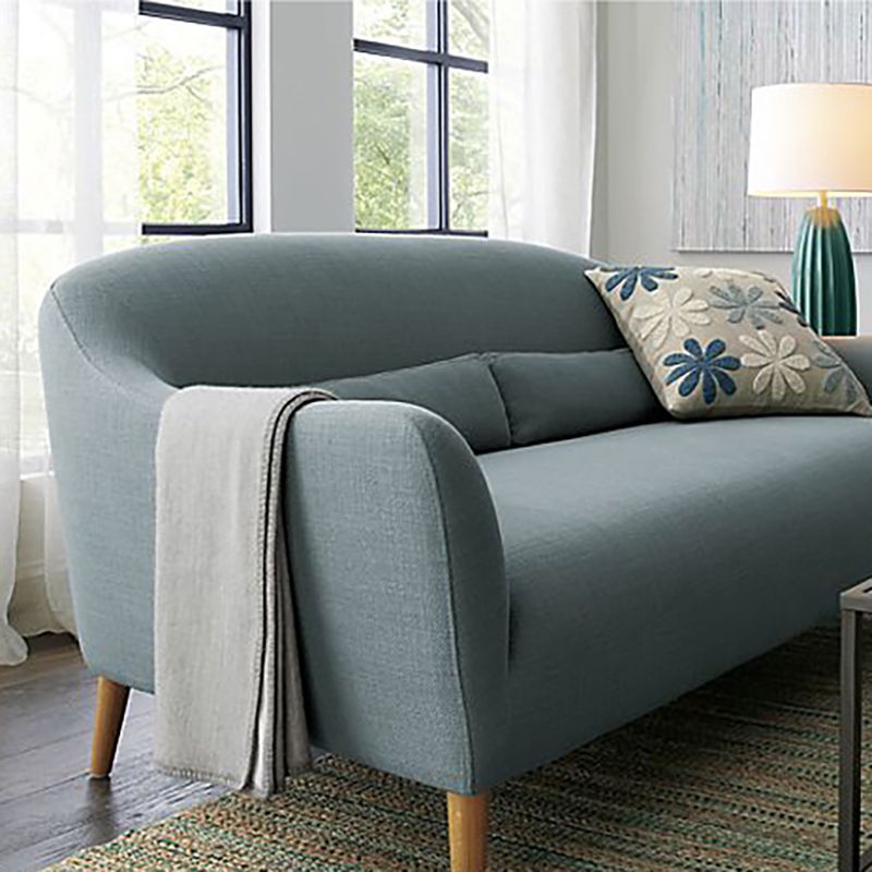 4 Wooden Legs Curved Sofa Blue/Grey/Beige Sofa for Bonus Room