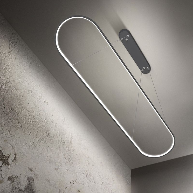 Black Minimalism LED Island Light Aluminum Alloy Lamp Body Modern Style Lighting Fixture with 39.3" Adjustable Hanging Wire