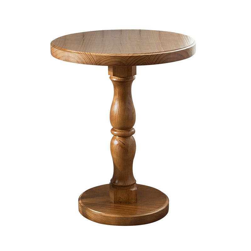 Pedestal Base Round Wooden Table in Brown Modern Style Coffee Table