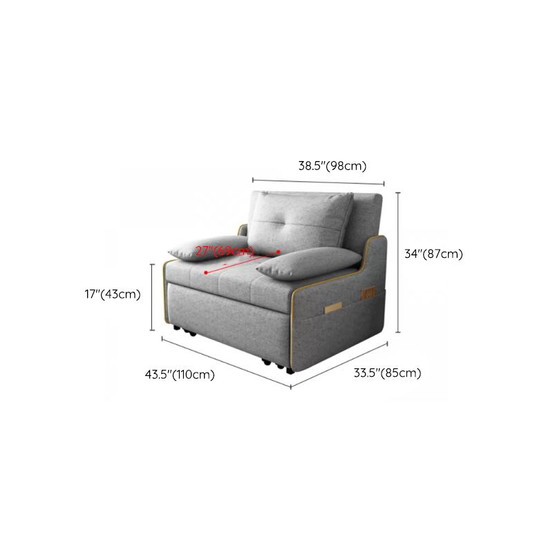 Storage Futon in Gray Modern Fabric Futon And Mattress with Pillows
