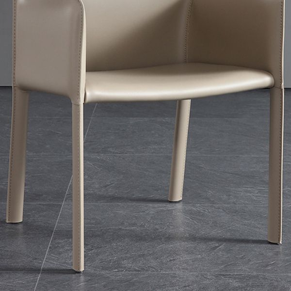 Solid Back Dining Chair Designer Style Leather Meeting Room Arm Chair