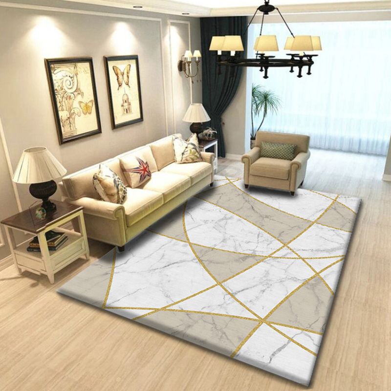 Multi Color Simplicity Rug Polypropylene Geometrical 3D Printed Carpet Machine Washable Non-Slip Pet Friendly Rug for Living Room