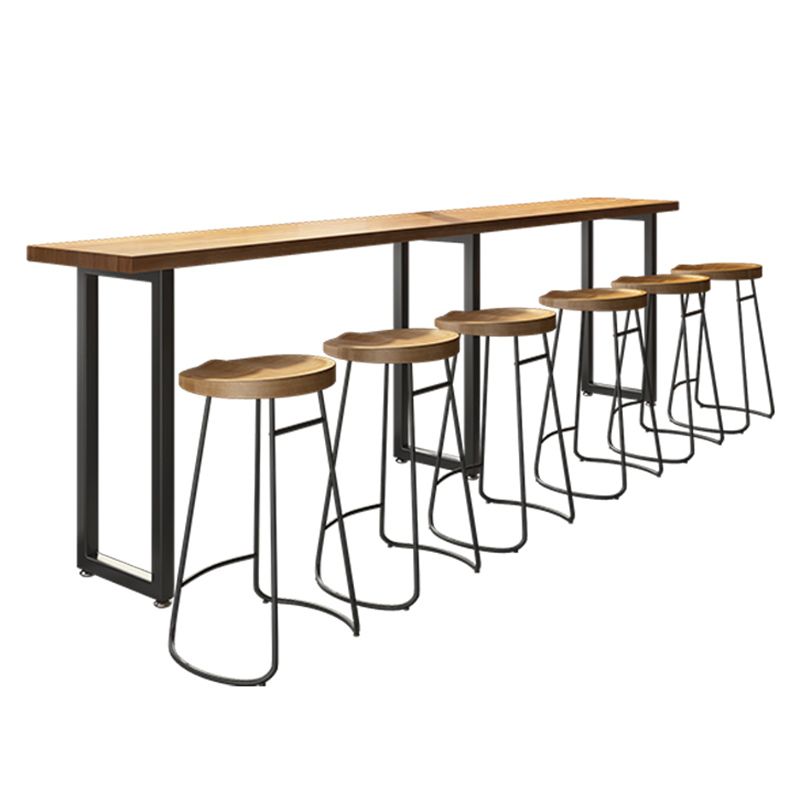 Industrial Style Bar Table Solid Wood Rectangle Bistro Bar Desk