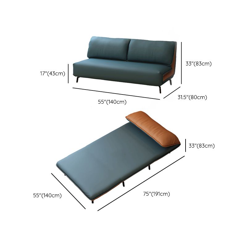 Contemporary Faux Leather Sofa Bed Convertible Armless Sofa Bed