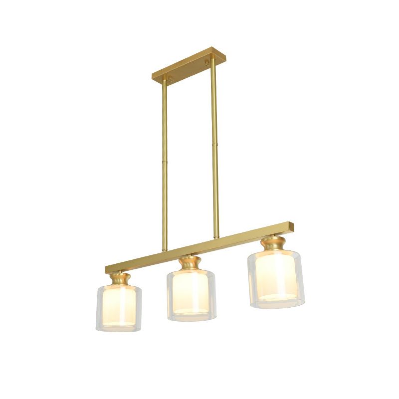 Glass Cylindrical Island Lighting Fixture Modern Gold Chandelier Lighting Fixture