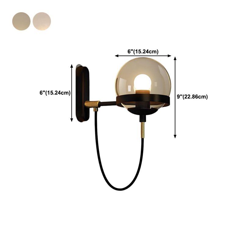Industrial 1 - Light Wall Light Fixture Iron and Glass Wall Sconce in Black / Gold