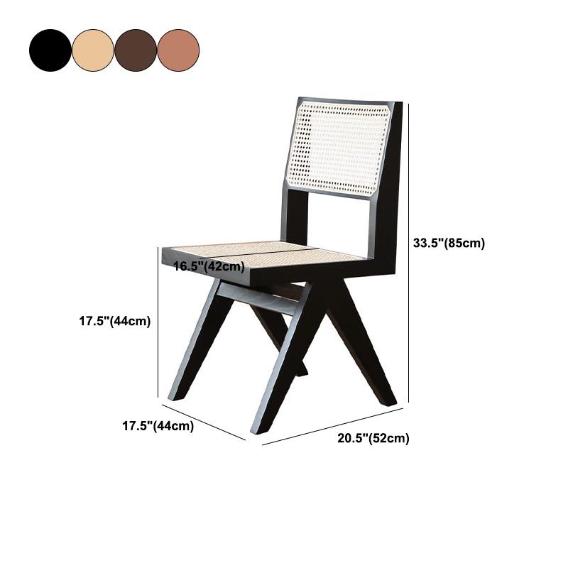 Contemporary Rattan Chair Open Back Dining Side Furniture in Matte Finish for Indoor