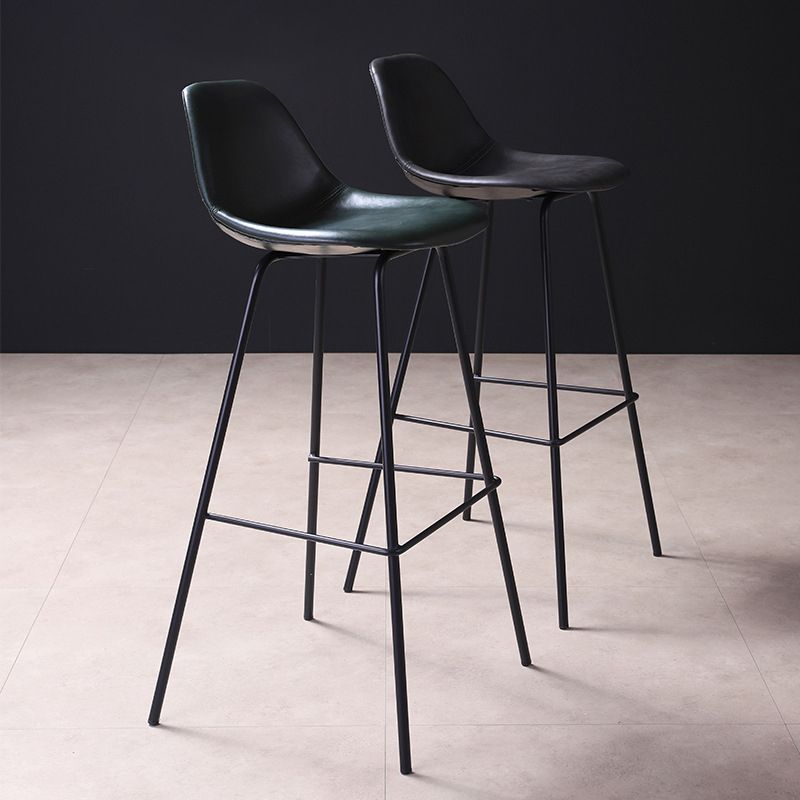 Leather Bar Stool Modern Low Back Counter Stool for Bristol with Metal Base