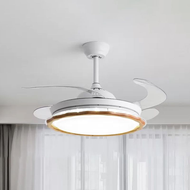 Weißer überbackener Anhänger Lüfterleuchte Einfachheit LED Acryl -Halbmontage mit 4 Klingen, 20 "breit