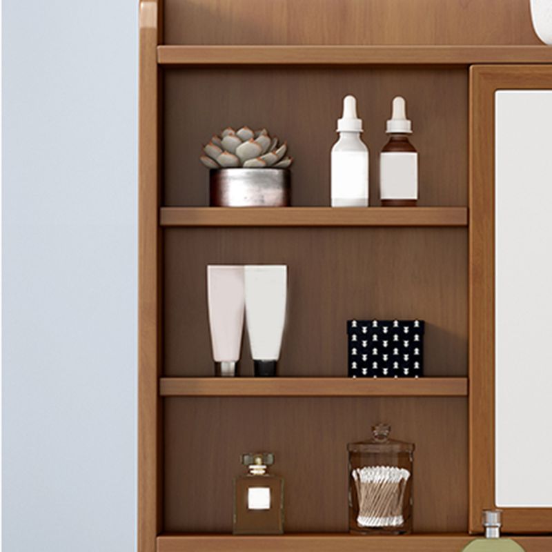 Solid Wood Vanity Table Set 3-Drawer Makeup Vanity Table with Mirror and Stool