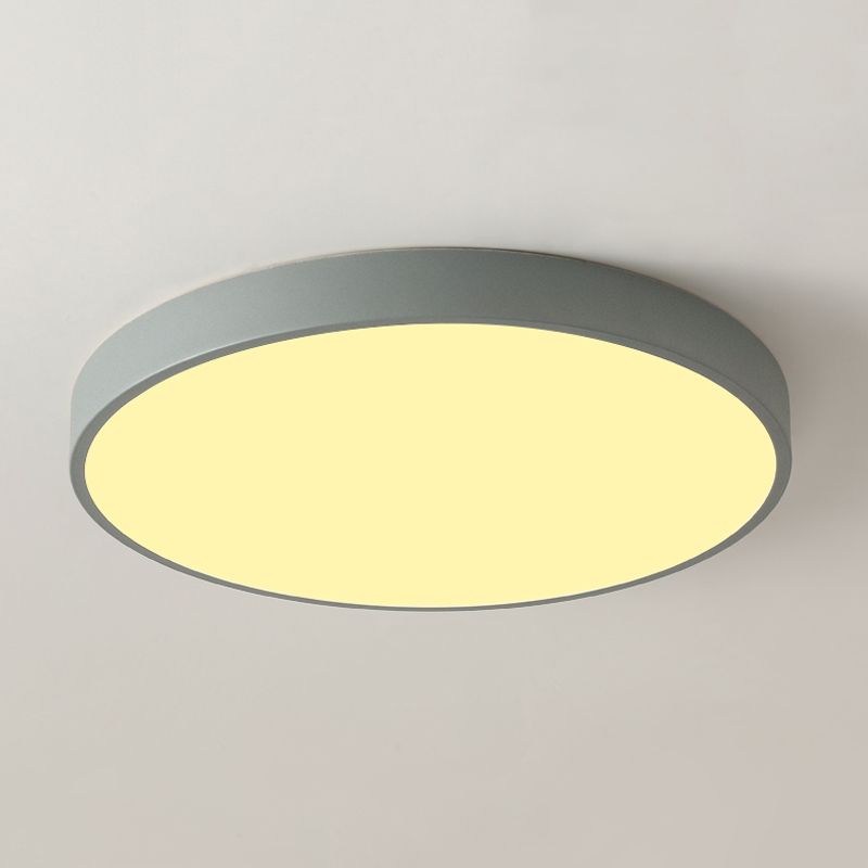 Metal Round Shape Flush Ceiling Light Nordic Macarons Style 1-Light Flush Mount Lighting