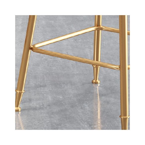 Glam Round Counter Stool Footrest Upholstered Low Back Indoor Dining Stool