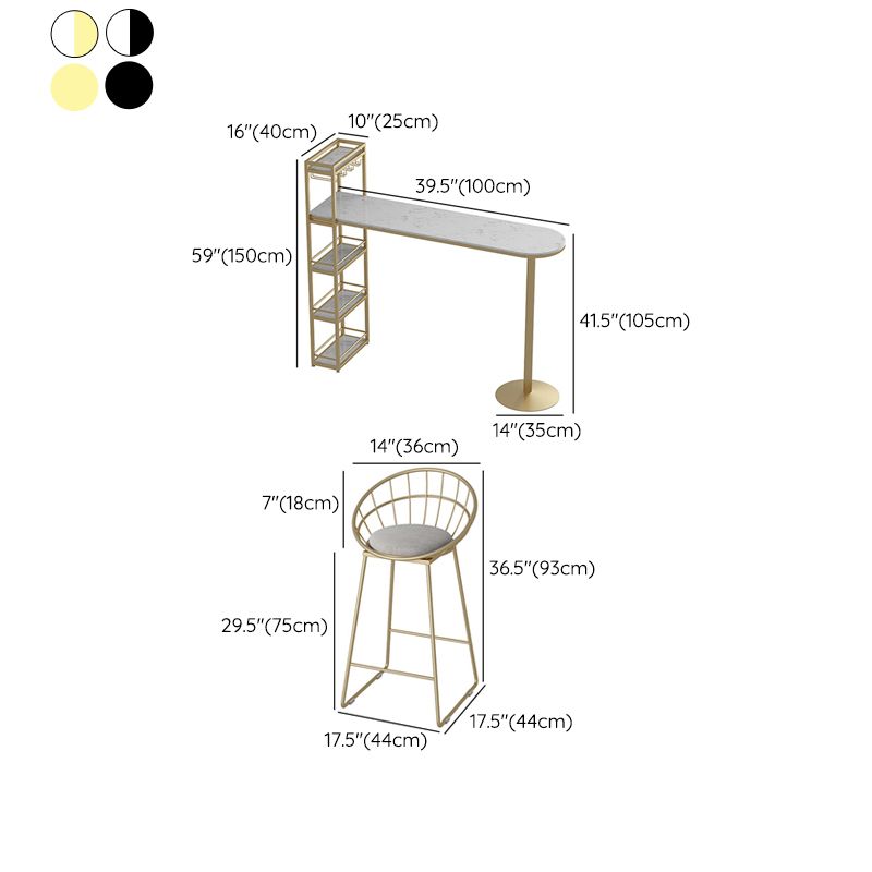 Modern 1/3 Pieces Bar Table Set Stone Counter Table with High Stools for Cafe Living Room