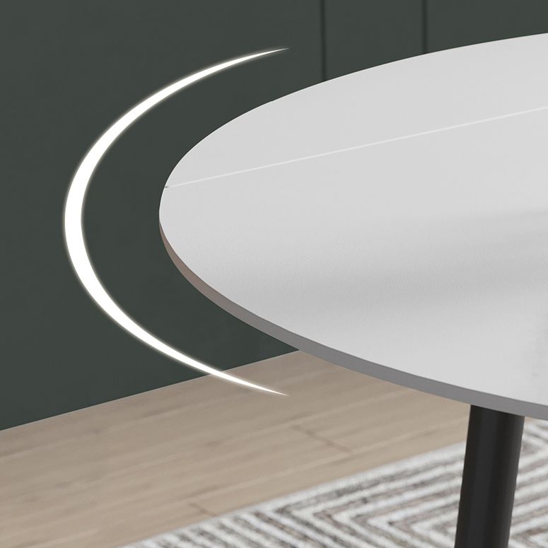Modern Style Sintered Stone Dining Table 51.18'' Round Drop-Leaf Table with 4 Legs