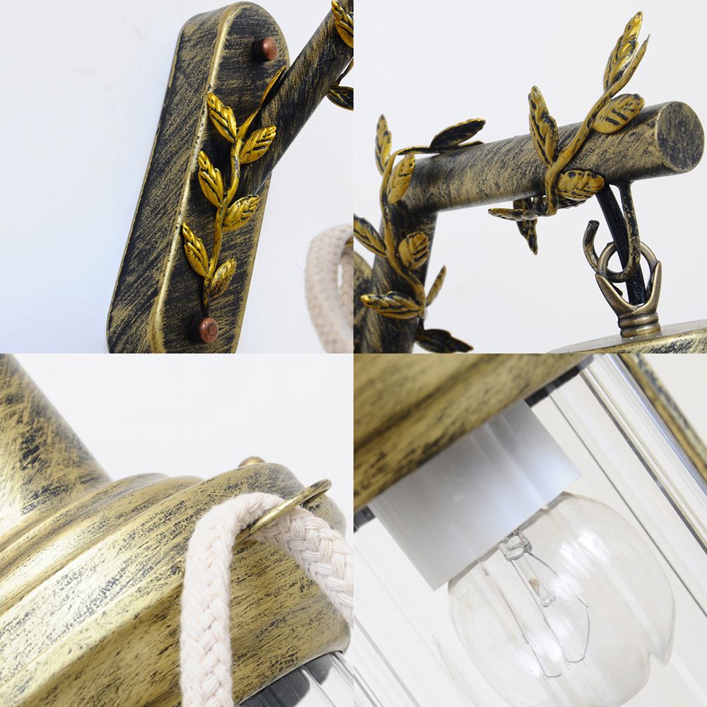 Lantern Corridor Wall Mount Lighting Farmhouse Metal 1 Bulb Brass Sconce Lamp with Branch Arm