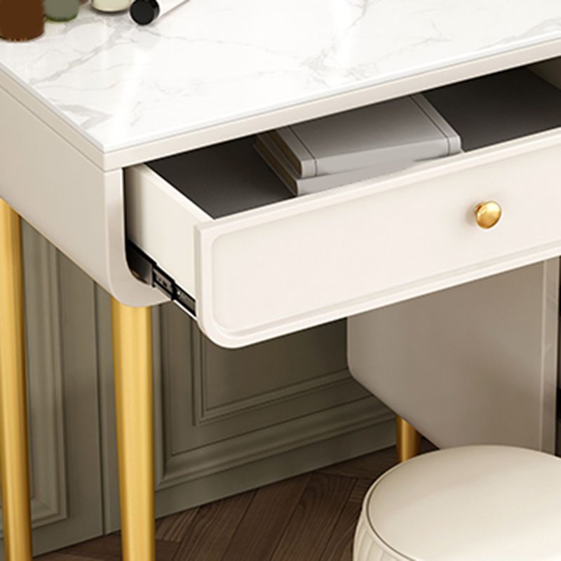 Glam Slate Top Vanity Table and Stool Set 4 Drawer Dressing Table