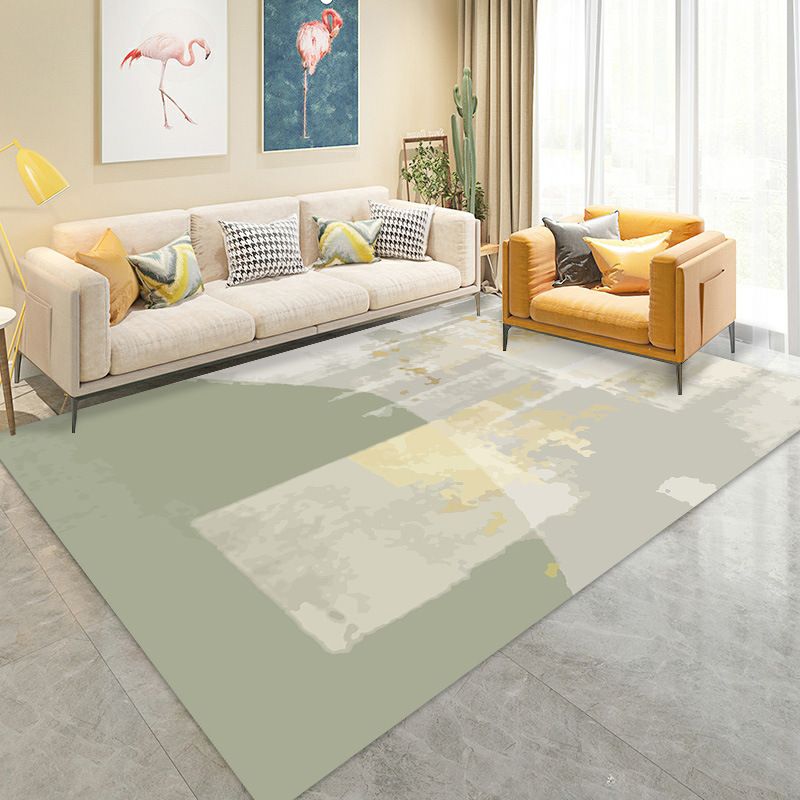 Modern Graphic Carpet Polyester Green Carpet Washable Carpet for Drawing Room