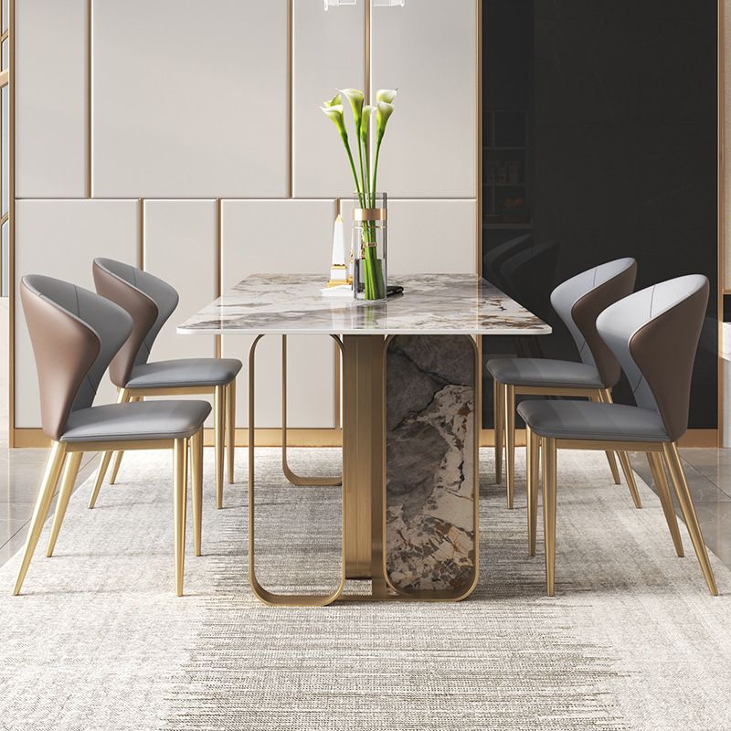 Luxury Sintered Stone Dining Set Rectangle 1/3/4/5/6/7/9 Pieces Dining Table with Chairs