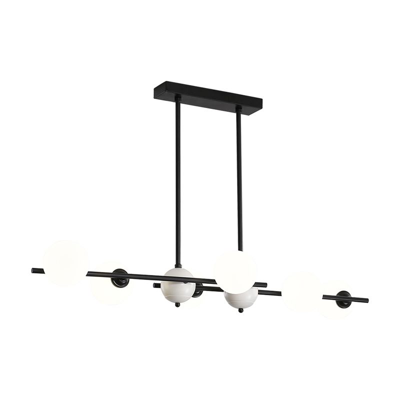 Modern Style Spherical Shape Island Lights Glass 6 Light Island Lighting in Black