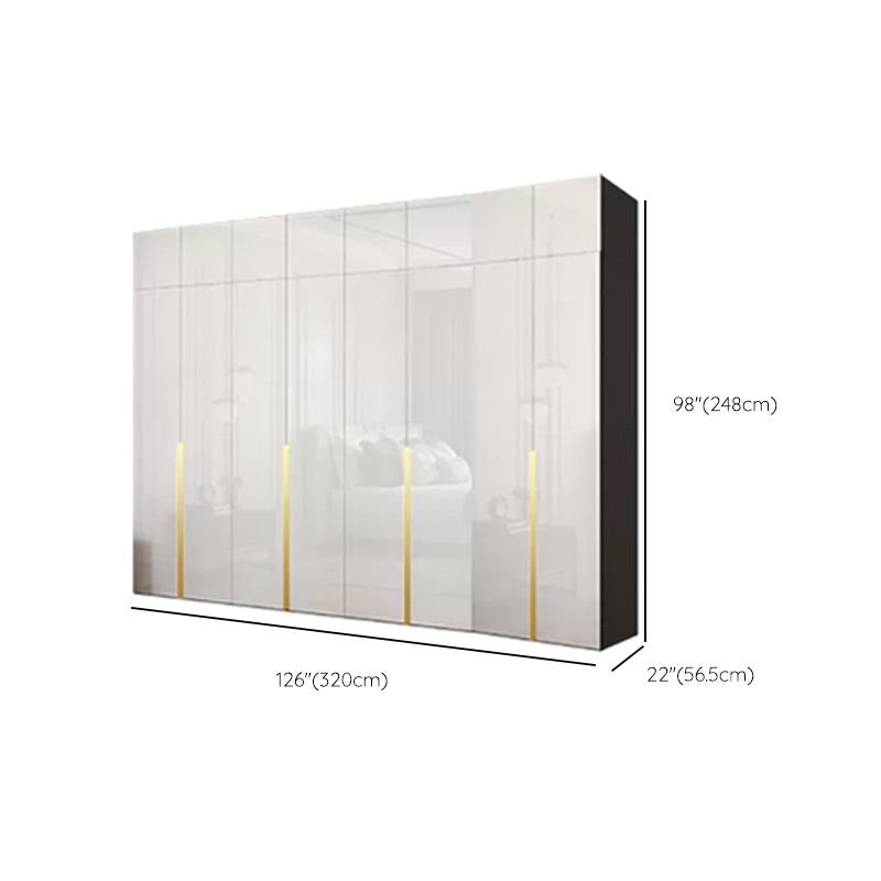 Hinged Wardrobe Cabinet with Garment Rod Modern Storage Cabinet