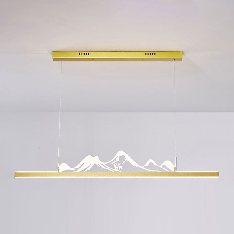 Modern Style Dining Chandelier Lamp Dining Room LED Long Strip Pendant Light Fixture