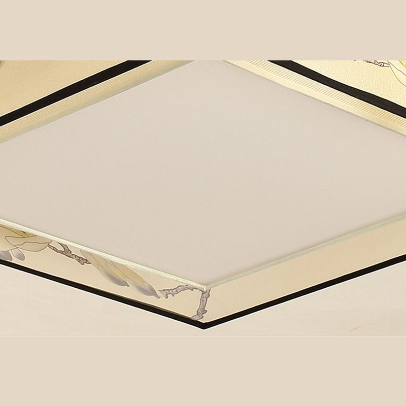 Luminaire encastré carré plafonnier encastré traditionnel en tissu beige