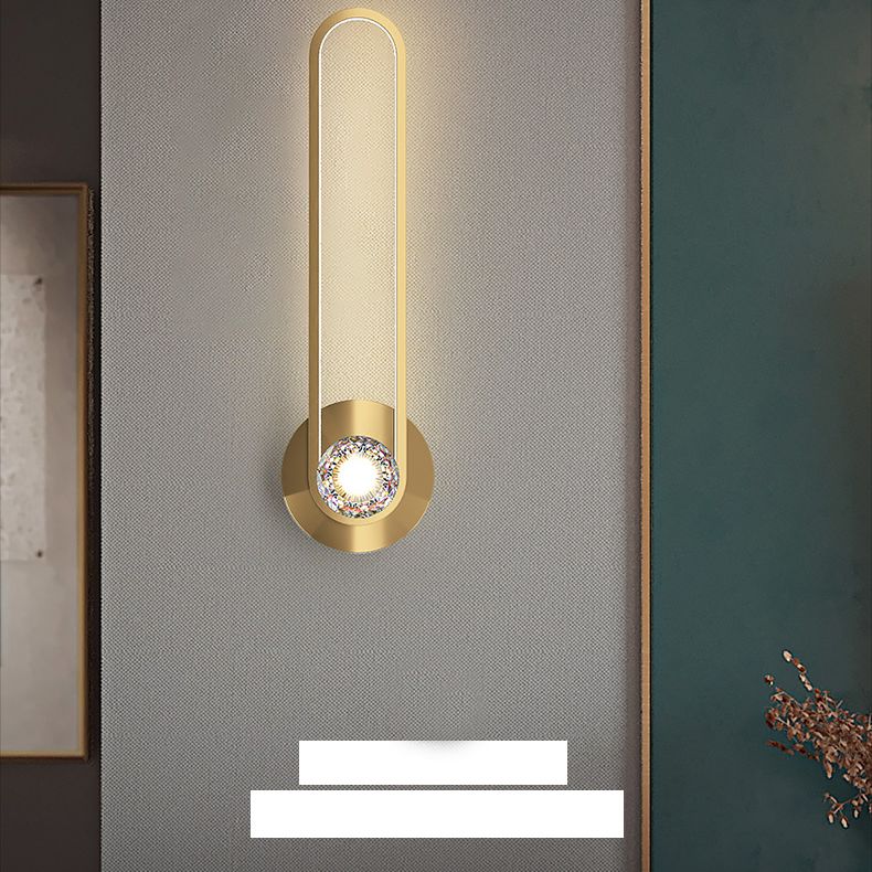 Modern Minimalist Style Linear Wall Mounted Lamp Copper 2 Lights Wall Lights with Crystal Shade