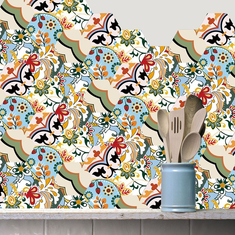 Boho Butterfly and Flower Wallpaper Panel Yellow-Green Self-Stick Wall Decor for Kitchen