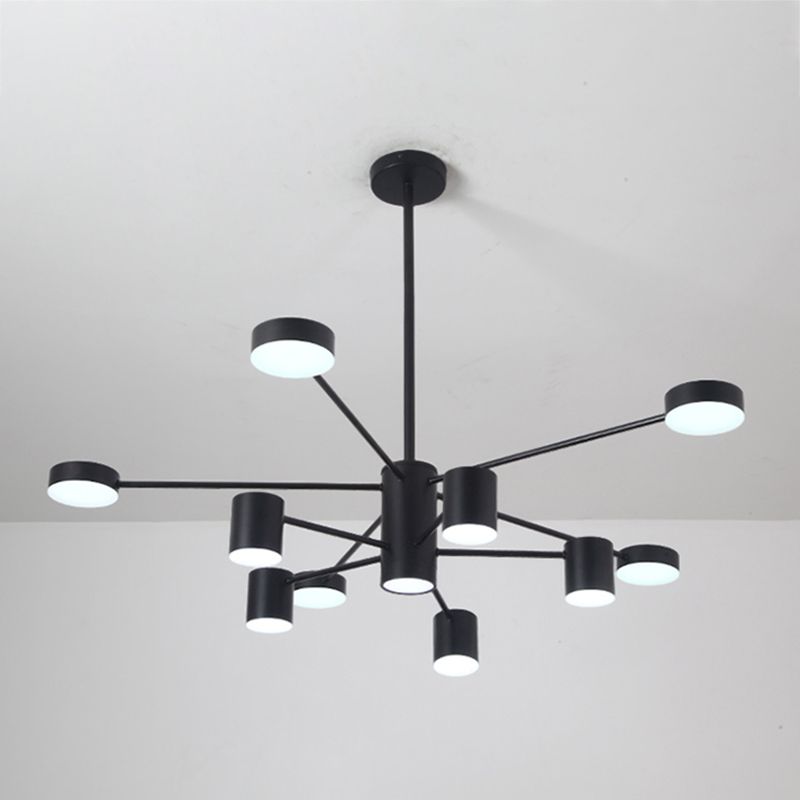 Luces de lámpara de metal de sombra de cilindro accesorios de iluminación de araña modernos en negro