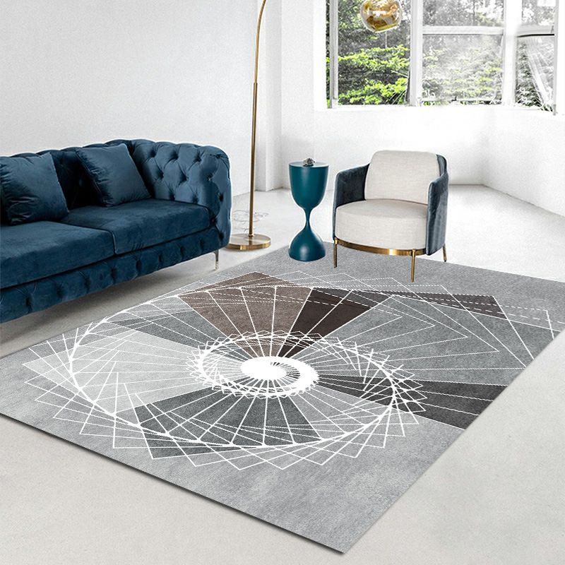 Modern Gray Tone Carpet Gorgeous Polyester Indoor Rug Living Room Area Rug with Non-Slip Backing