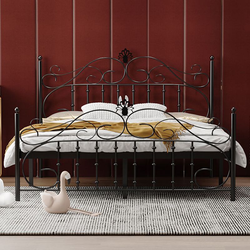 Contemporary Metallic Open-Frame Bed 48.4" Tall Bed with Arched Headboard