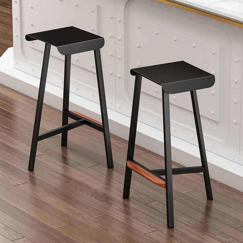 Modern Armless Backless Counter Stool Iron Cafe Bar Stool with Seat and Pedal